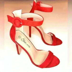 Shoe Land Womens - Ankle Strap Rounded Buckle Open Toe Stiletto Heel Size 7.5